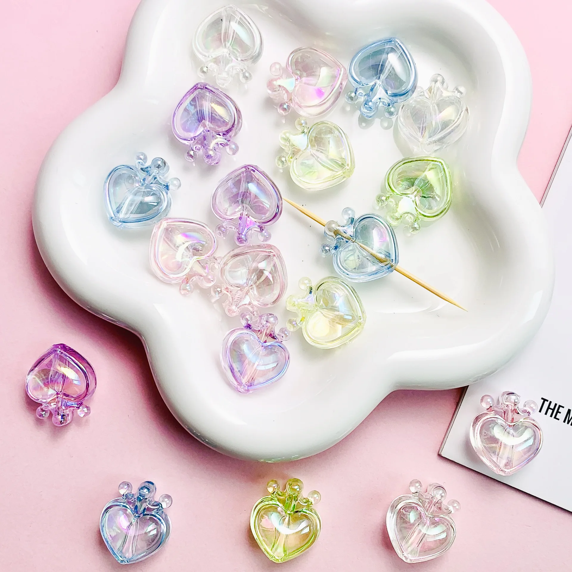 Phone Accessories And Electronics - Acrylic Plated Transparent Crown Love Beads