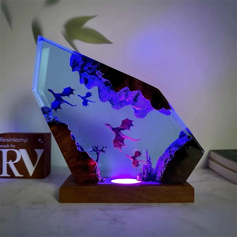 

Resin Wooden Lamp 3D Dragon Night Light For Bedroom Bedside Table Decor For Couples Teens Kids Christmas Gift Cozy