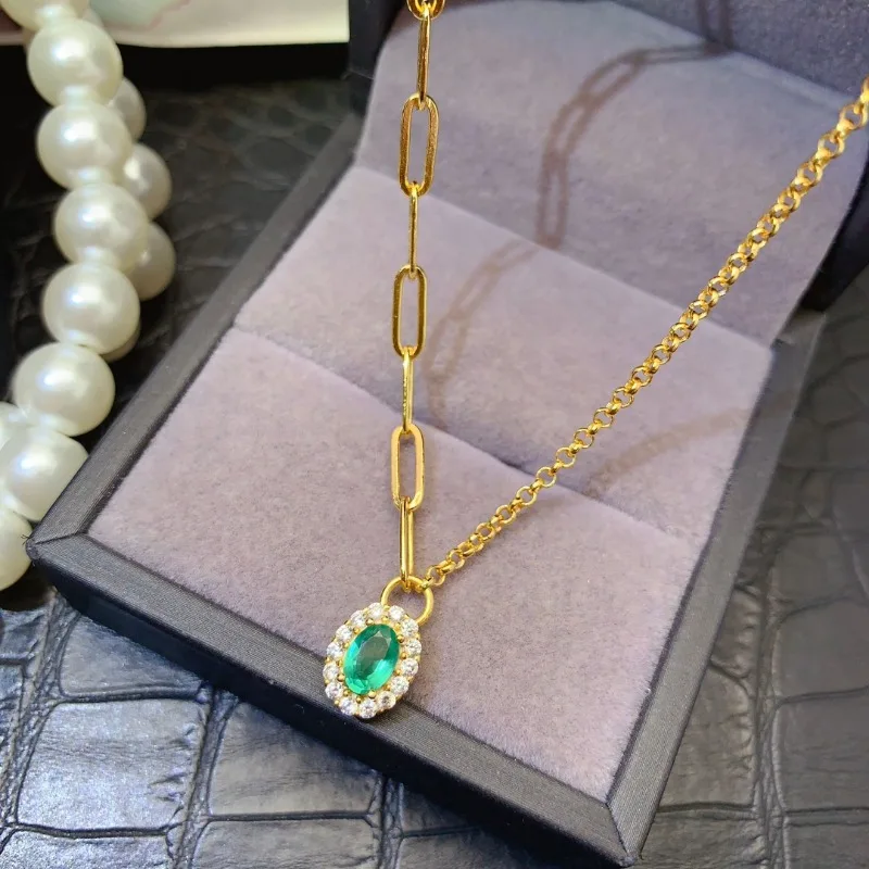 Natural Emerald Jewelry Pendant With Natural Emerald Gemstone 4*6mm Silver Jewelry