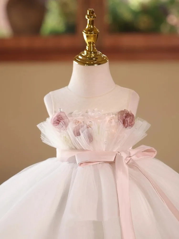 Hochwertiges Kinder-Abendkleid, Kostüm für Klavierauftritte, Hochzeit, Geburtstag, Abschlussfeier, Modell A5012 Vestidos – Detail 7