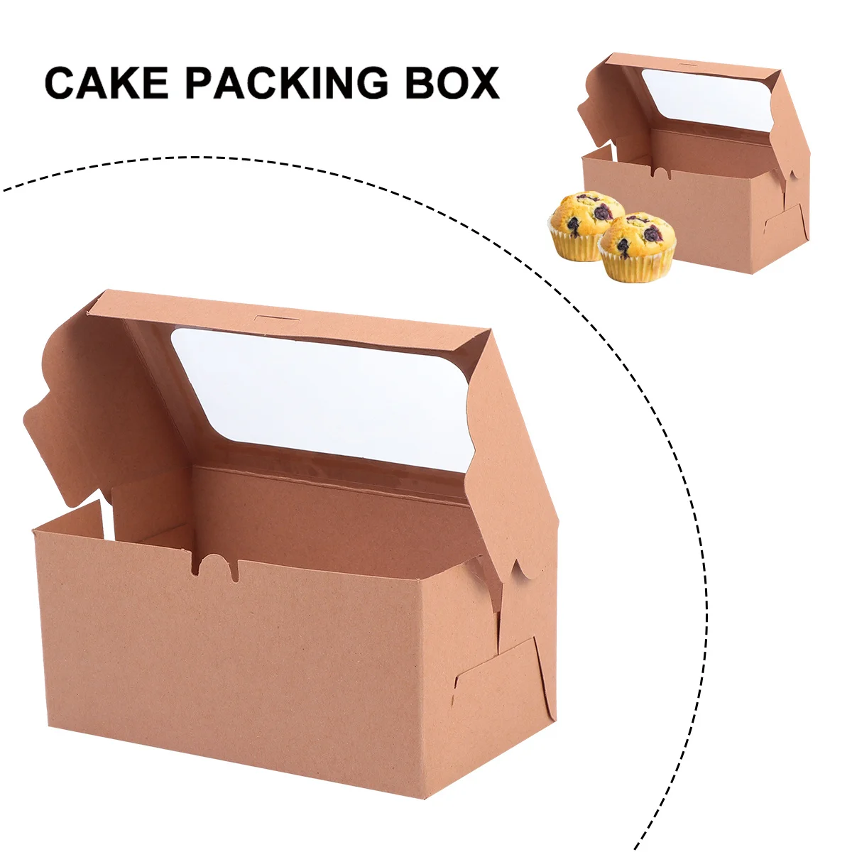 10 قطع من صندوق تعبئة الكب كيك، مادة آمنة للطعام، تصميم نافذة مفتوحة مثالي لملفات تعريف الكعك والمعجنات الصغيرة #5