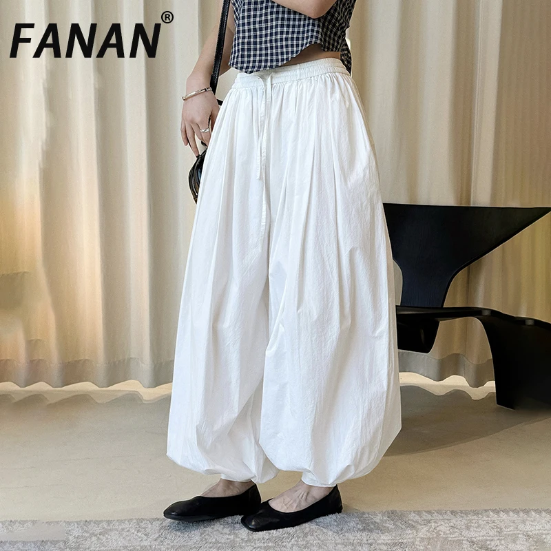 

Брюки-блумеры FANAN в минималистичном стиле с высокой талией для женщин, однотонные широкие брюки в корейском стиле, свободная одежда, новинка весны 2026