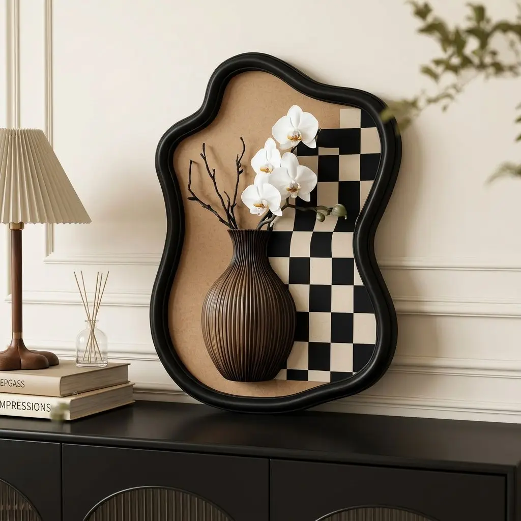 CX retro diamond resurgence knitted vase black and white striped decorative ornament