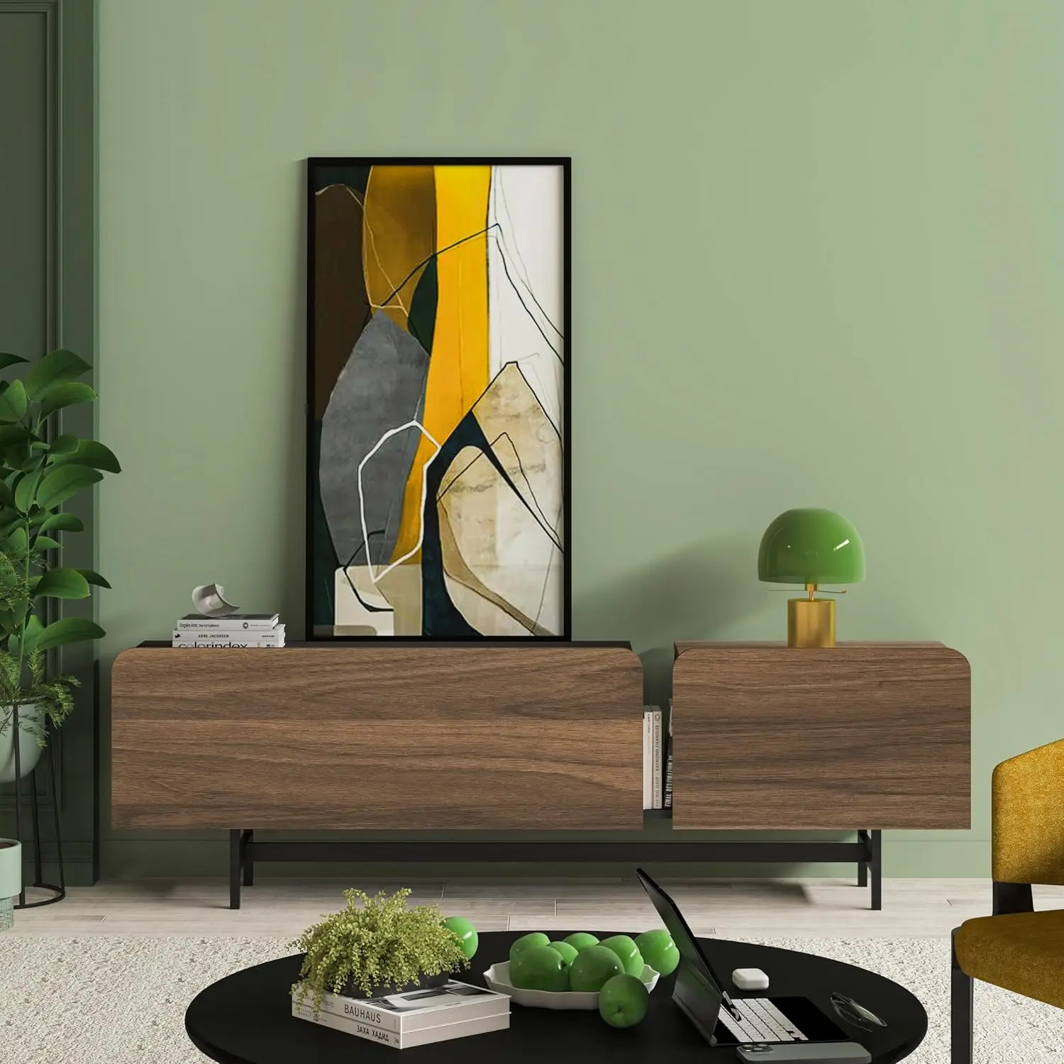 Mid Century Modern TV Stand 72 inch Storage Living Room Farmhouse Wood 65 75 80 inch TV, Customized
