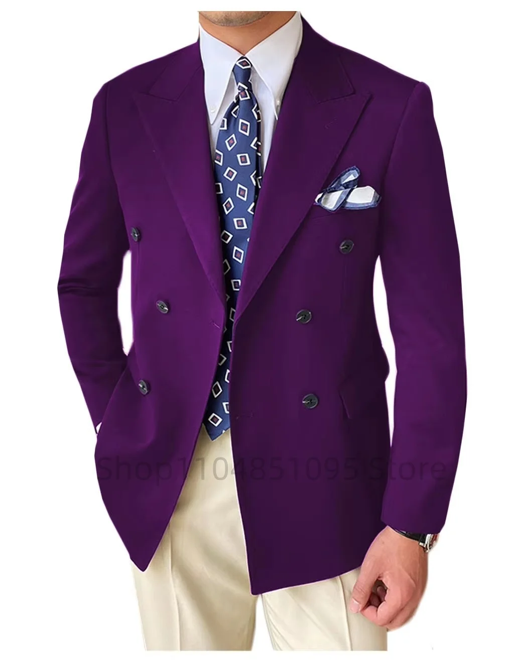 

Фиолетовый мужской свадебный пиджак, двубортный пиджак, пиджак с лацканами, пиджак для мужчин, деловые костюмы для выпускного вечера, топы, одно пальто