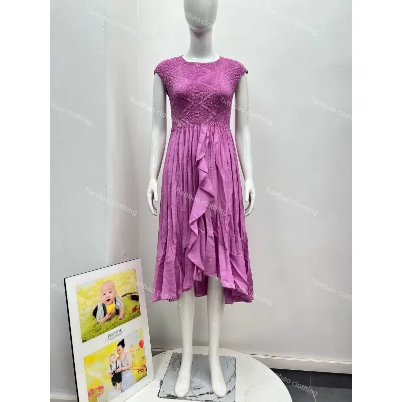 

Miyake плиссированные женские платья, европейское новое однотонное модное платье без рукавов с рюшами, большие размеры, эластичное африканское длинное платье Plisse