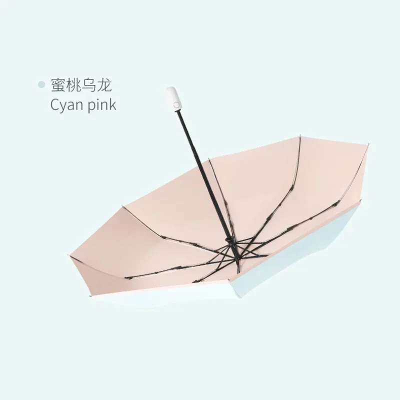 Automatic 3 Folding Uv Sunproof Umbrella 8 Bone Color Coating Women Large Umbrella Windproof Sunscreen Rain and Shine Umbrella