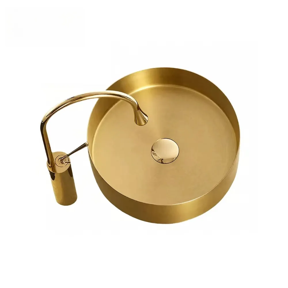 Gold Countertop Sink for Home Hotel Bathroom Restroom Washroom WC Kitchen Vanity