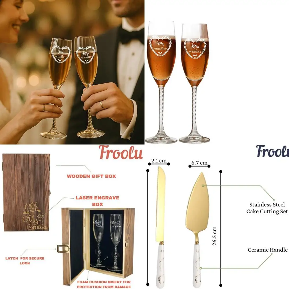 

Engraved Wooden Box Set with Elegant Toasting Glasses – Perfect Wedding or Anniversary Gift for Couples