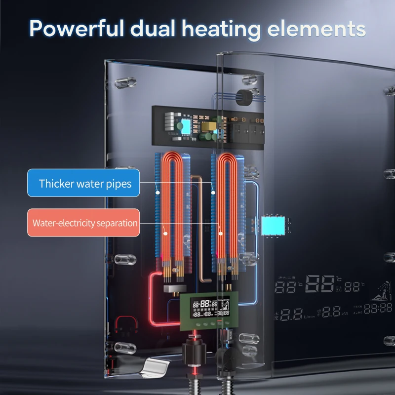 Ai 8500w aquecedor de água elétrico instantâneo doméstico banho inteligente calor rápido grande quantidade de água para chuveiro banheiro