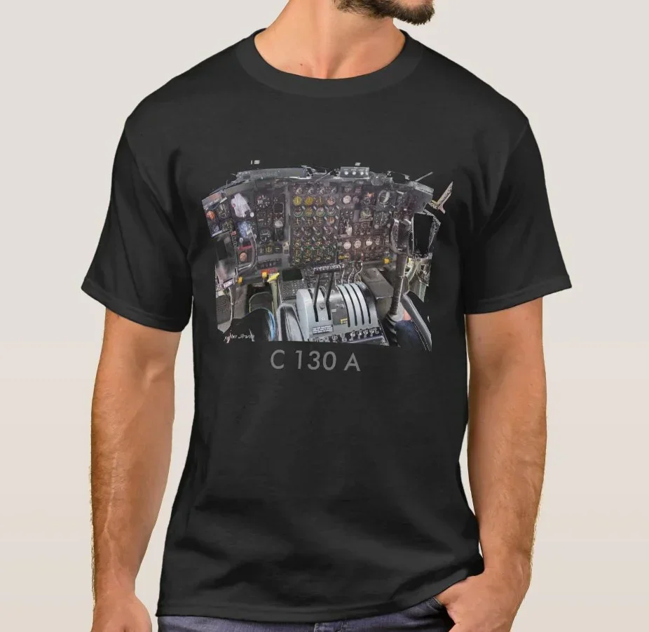 Novel C-130A Hercules Cockpit T Shirt. Short Sleeve 100% Cotton Casual T-shirts Loose Top Size S-3XL