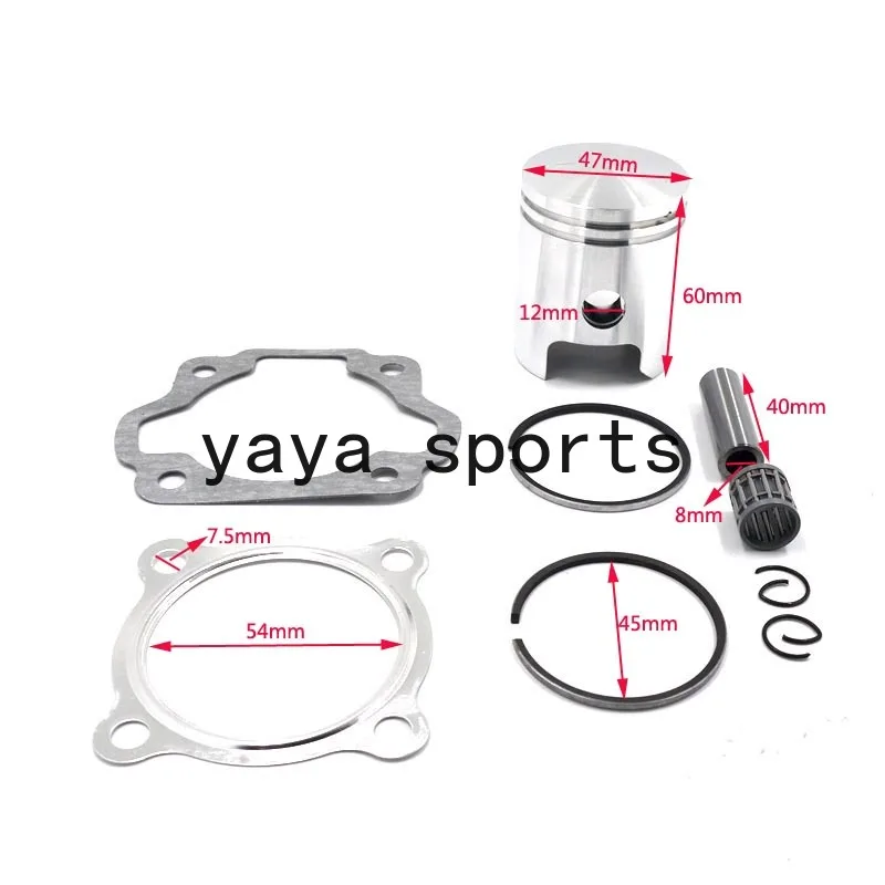 Professional 47MM Piston Rings Gasket 12MM Pin Top End Cylinder Head Gasket Repair Kits for Yamaha PW80 Dirt Bike 1983 - 2006