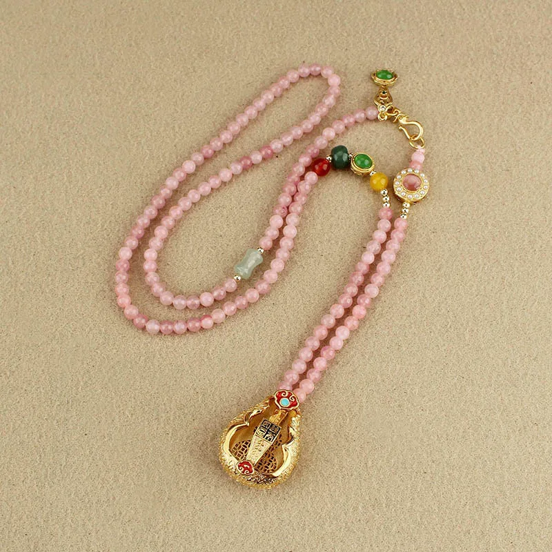 DIY accessories Retro new Chinese style Ruyi gourd copper pendant necklace female niche design sense national style long sweater