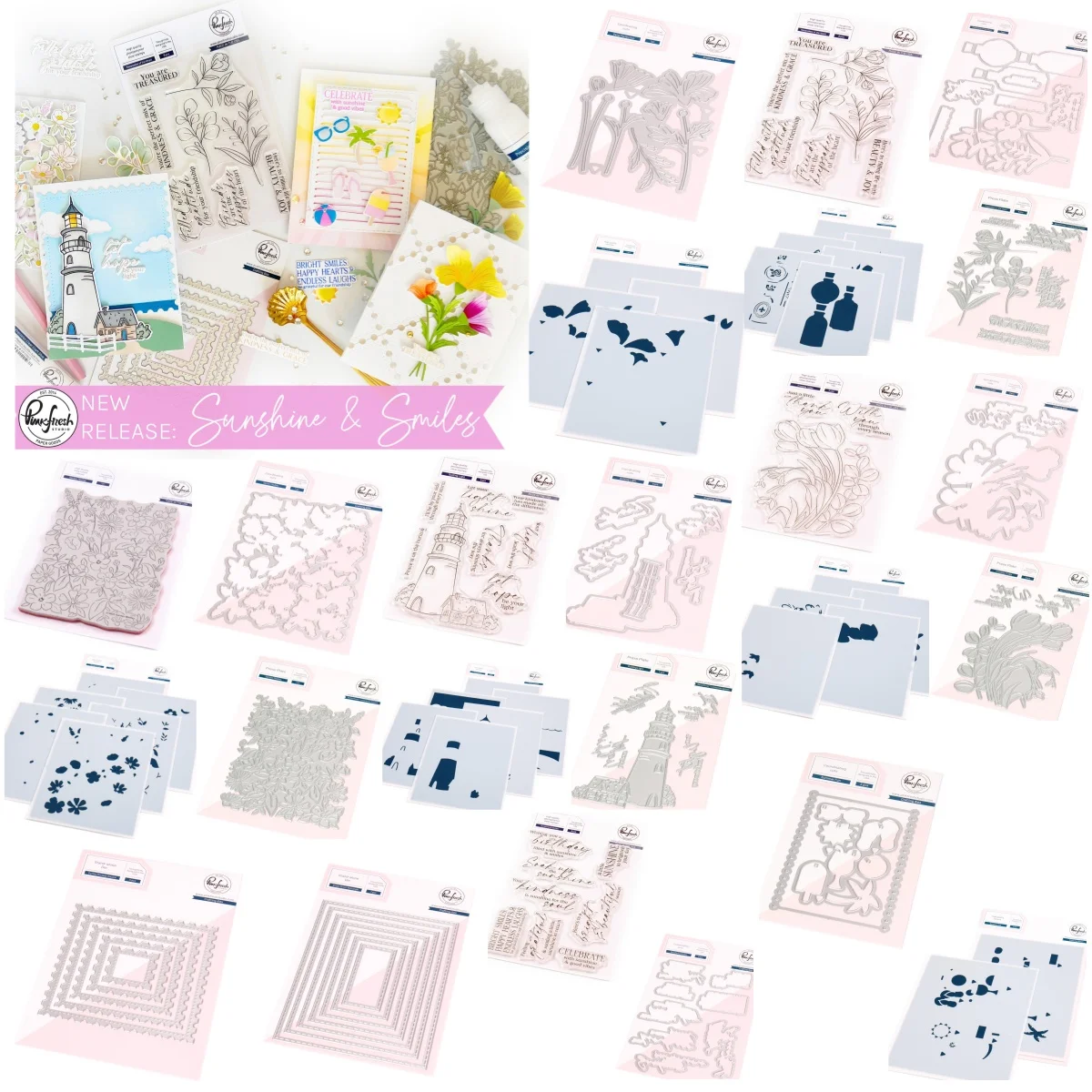 

Garden Petal Lighthouse Postage Square Metal Cutting Dies Clear Stamps Stencil Hot Foil DIY Decorating Gift Card 2025 Summer