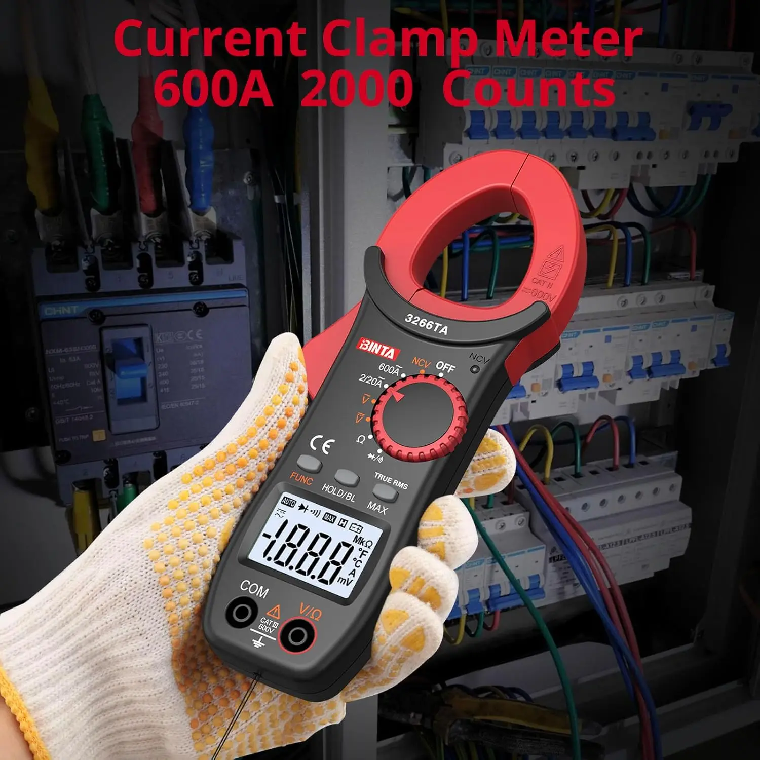 Digital Clamp Meter TRMS 600A AC Current AC/DC Voltage NCV Continuity Resistance Diode Test Non-Contact Voltage Detection Tool