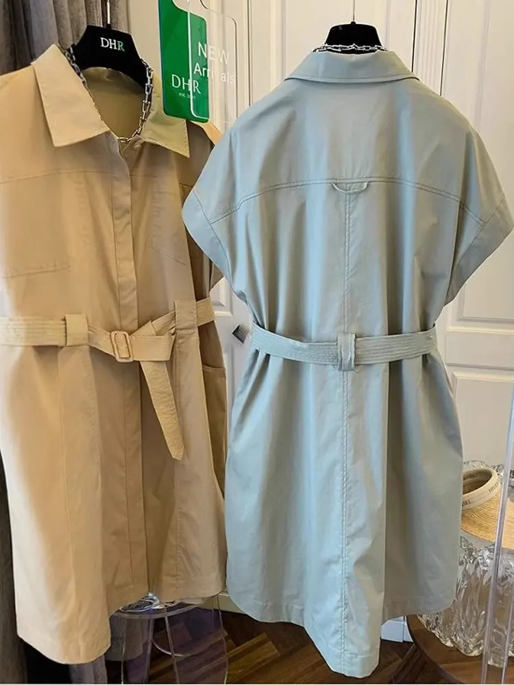 Vestido estilo retro con cinturón de trabajo, diseño de patchwork, talla ande, diseño adeazante, falda de línea A de cint...