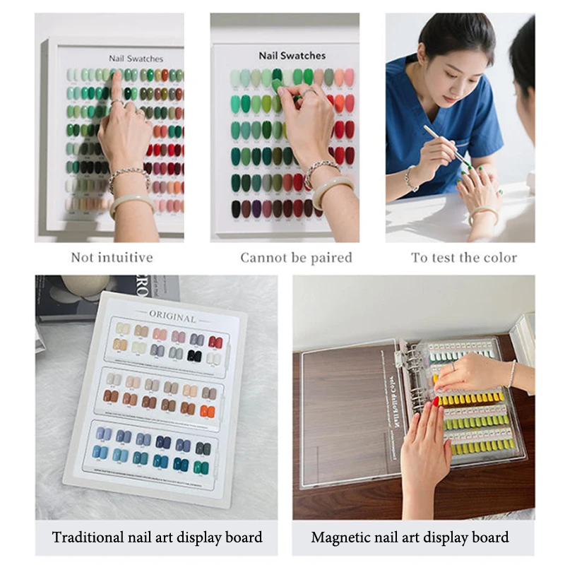 

Magnetic Tips Transparent Colors 120/180/240 Nail Art Swatch Book Manicure Color Test Storage Book Large Acrylic Works Display