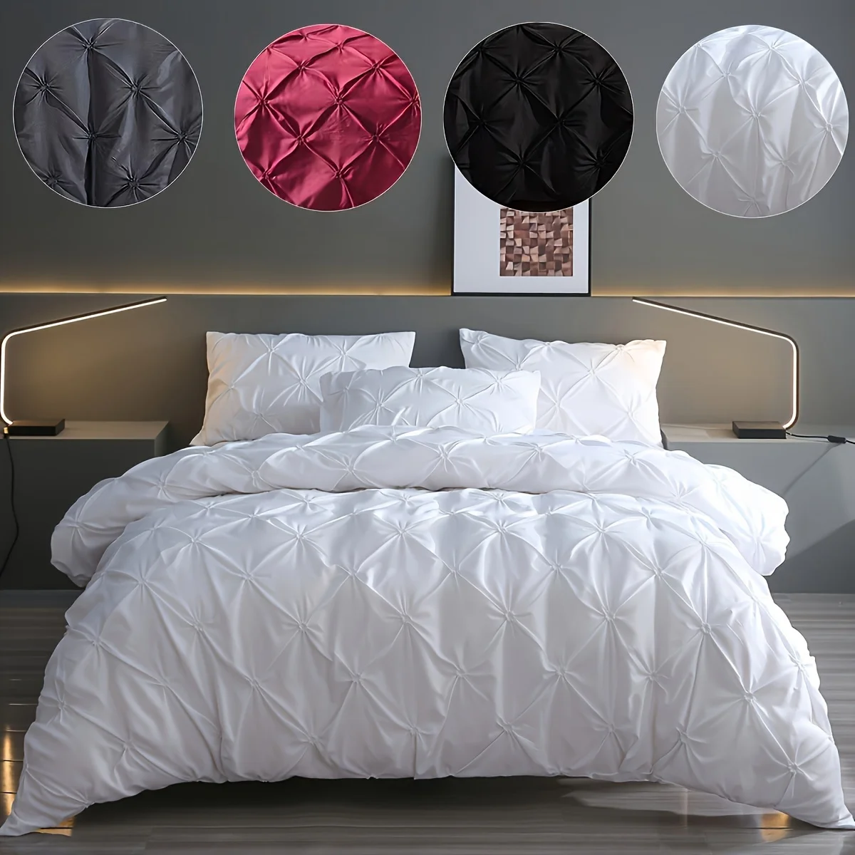2/3 pieces of fashionable, simple and versatile solid color jacquard patterned quilt cover three-piece set, suitable for bedroom