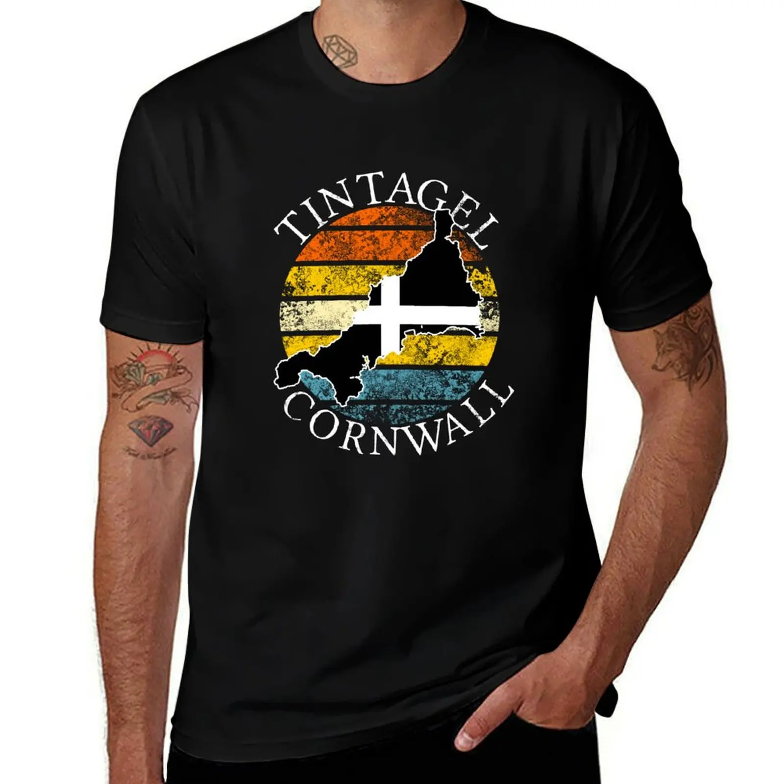 Tintagel, Cornwall England Celtic Design Gift T-Shirt Festival Casual Short Sleeve T-Shirt