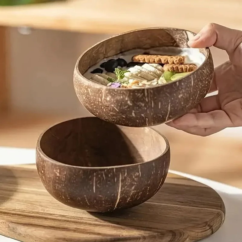 Natural Coconut Shell Bowl Coconut Bowl Light Food Container Fruit Salad Milkshake Dessert Bowl Southeast Asia Tableware Package