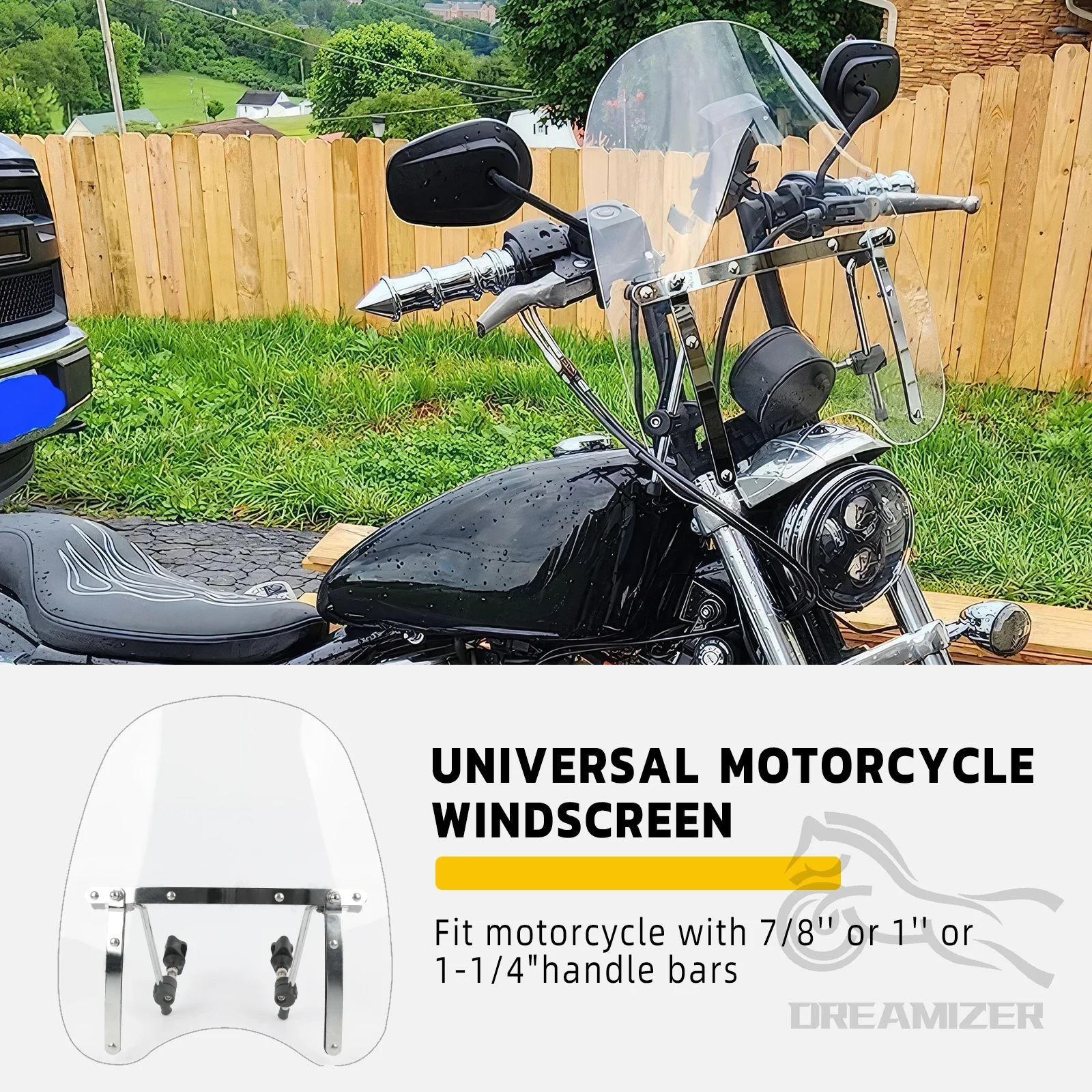 

Universal Motorcycle 7/8" 1" Handlebar Deflector Windscreen Windshield Screen For Ducati Honda Harley Yamaha Wind Deflector