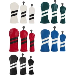 3 unidades impermeáveis ​​PU Golfs Club Head Cover Stripe Padrão Fairway Head Cover