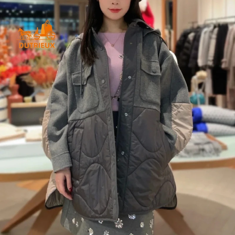 Зимнее женское полушерстяное лоскутное