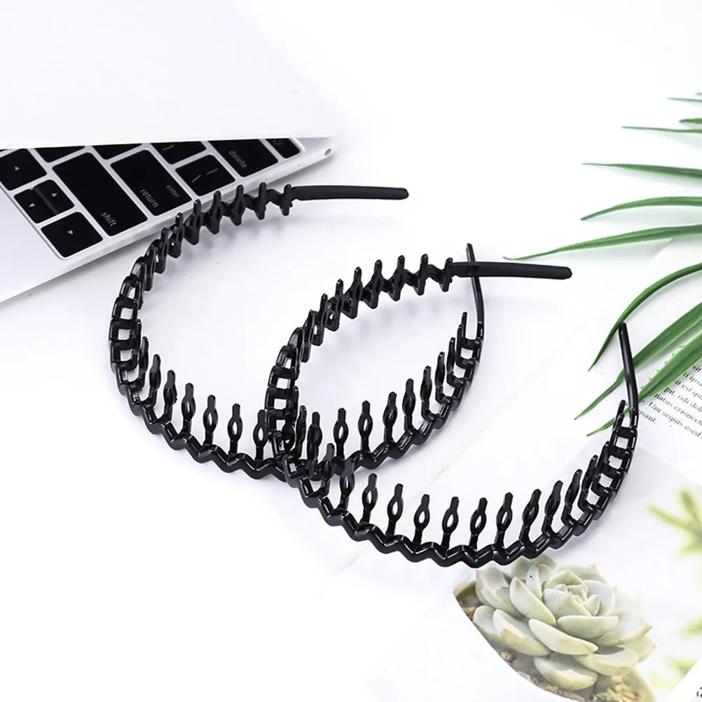 

12Pcs Unisex Hair Hoop Clasp Fine Workmanship Toothed Edge Fashionable Headband for Face Washing Home Salon Use Black