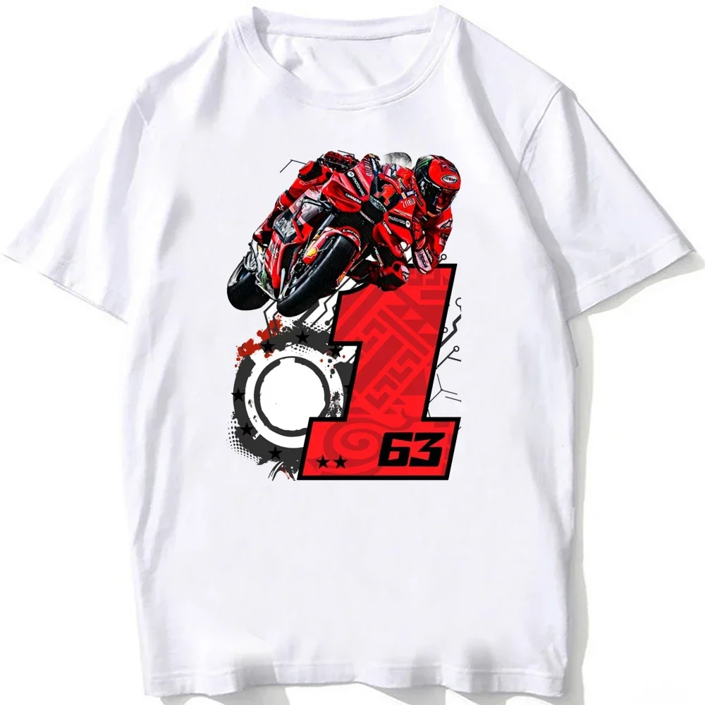 Pecco 63 Francesco Bagnaia 1 GP Legend ركوب تي شيرت كلاسيكي للجنسين الهيب هوب بوي رايدر عادية التي شيرت دراجة نارية الرياضة الأبيض تيز