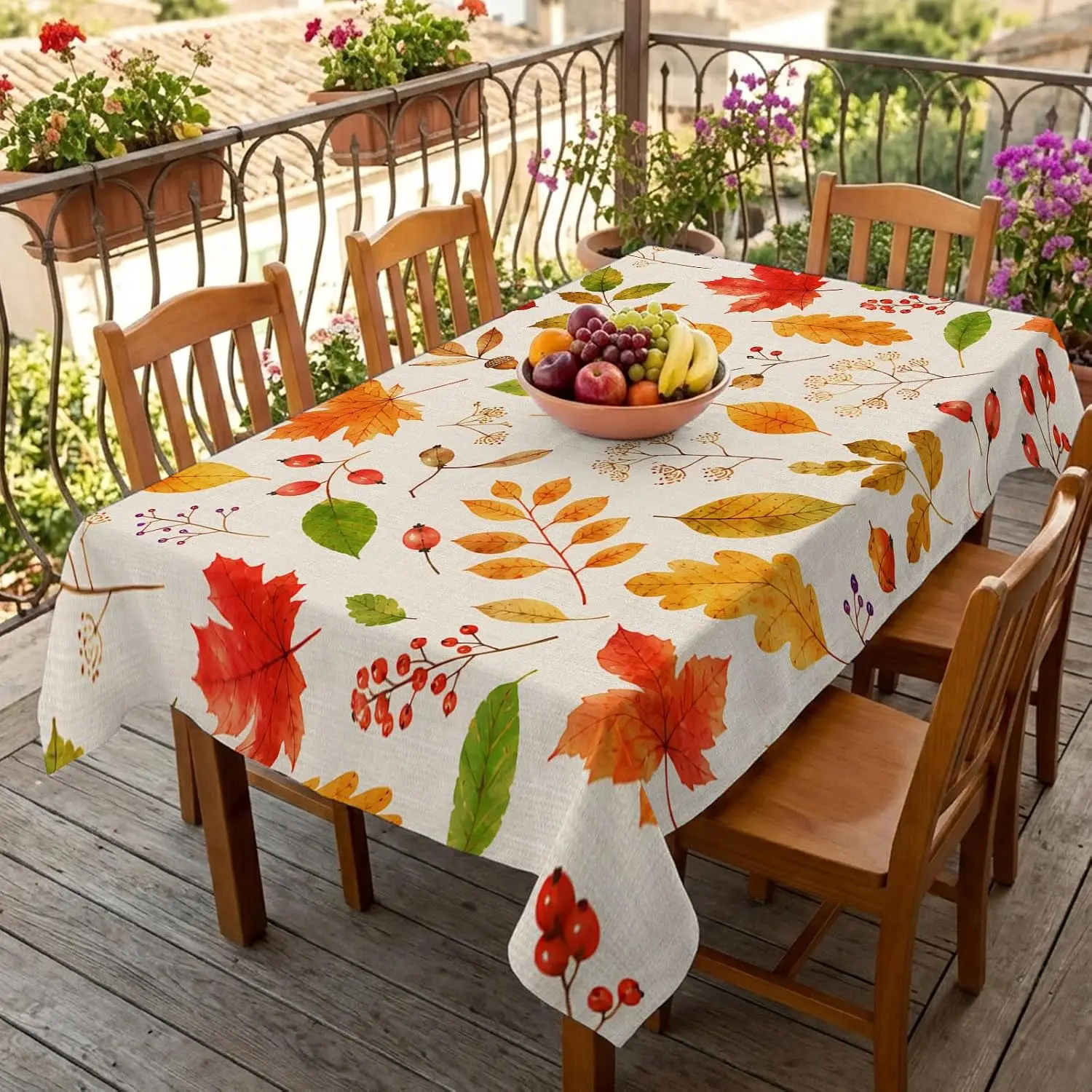 Fall Maple Leaves Print Tablecloth for Table Decor Farmhouse Autumn Harvest Kitchen Dining Table Cloth Thanksgiving Decorations