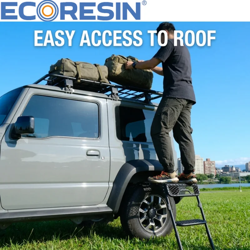 Heavy Duty Tire Step Ladder for Jeep Wrangler Bronco TANK 300 Ford F-150 - 330lbs Capacity Wheel Mounted Step for Roof Rack