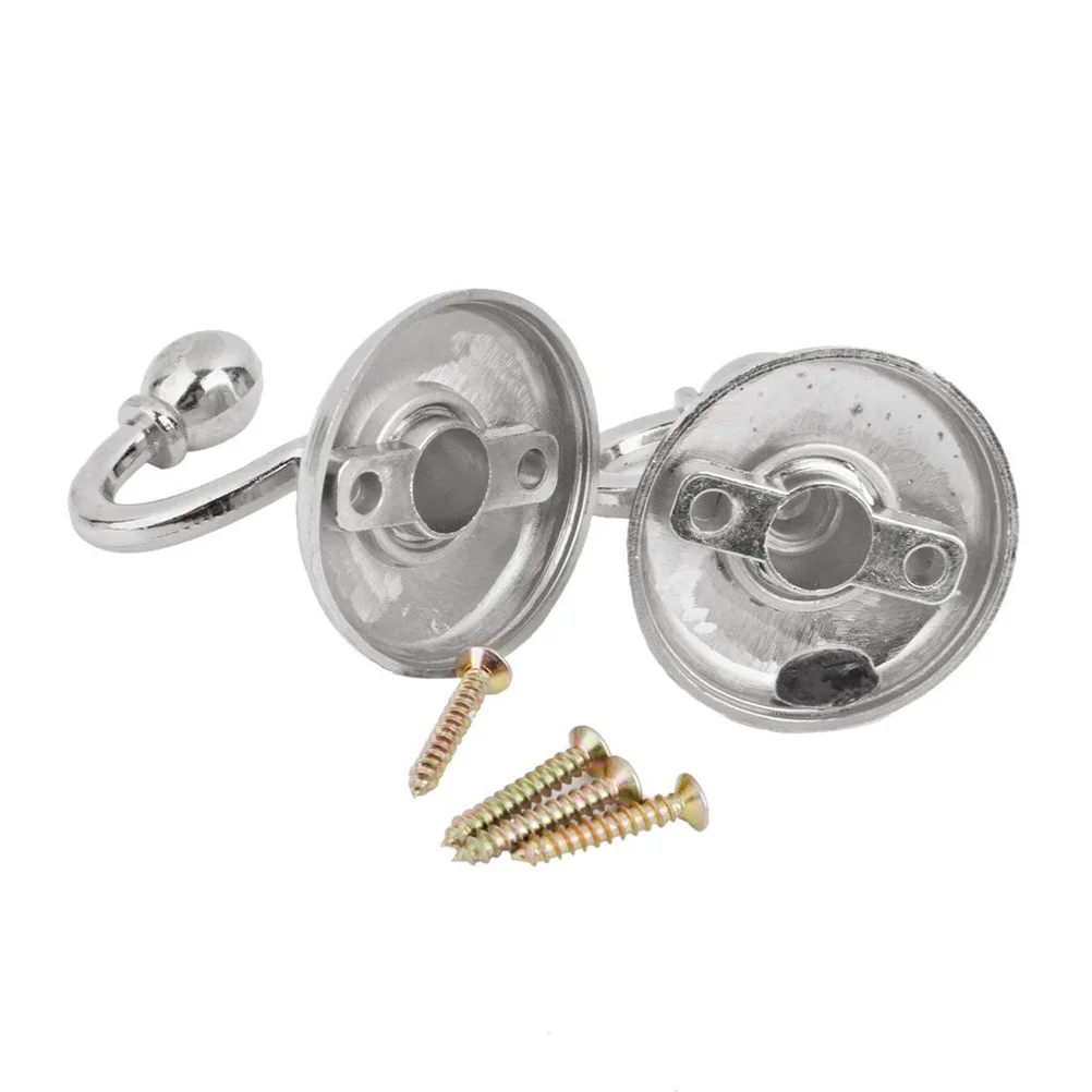 

2Pcs Round Head Hooks Vintage Alloy Pommel Curtain Holdbacks Tieback Decorative for Door Wall Hat Coat Hangers Silver