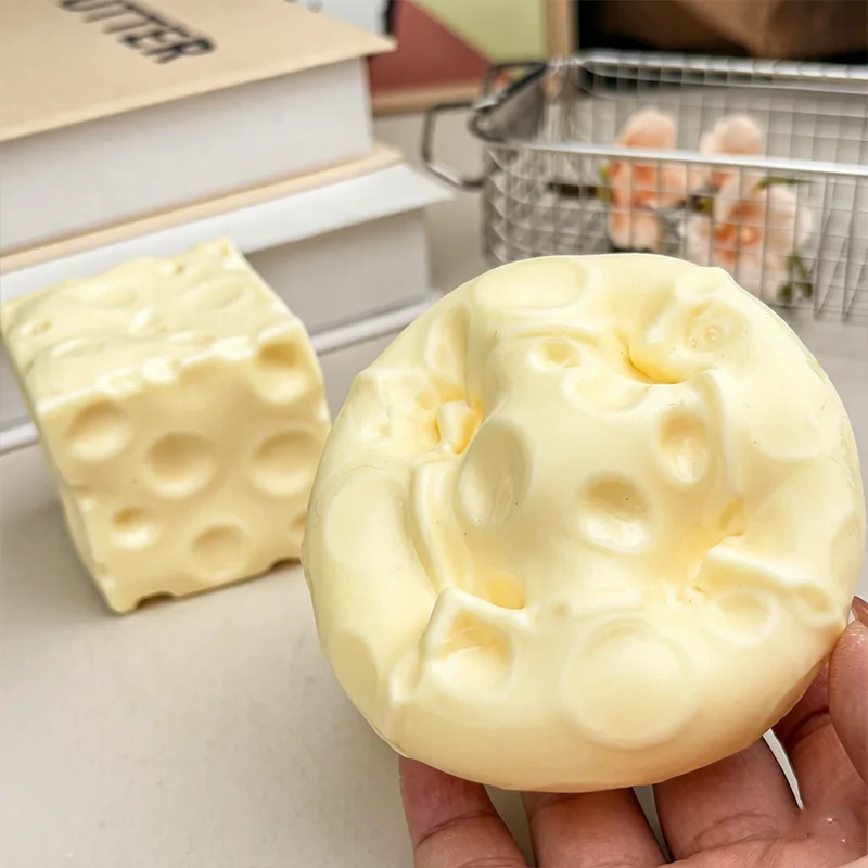 Giant Vaseline Cheese Squish Toy 3D Slow Rebound Decompression Hand-made Ball Coconut Oil Cheese Toy Gift For Relieving Anxiety