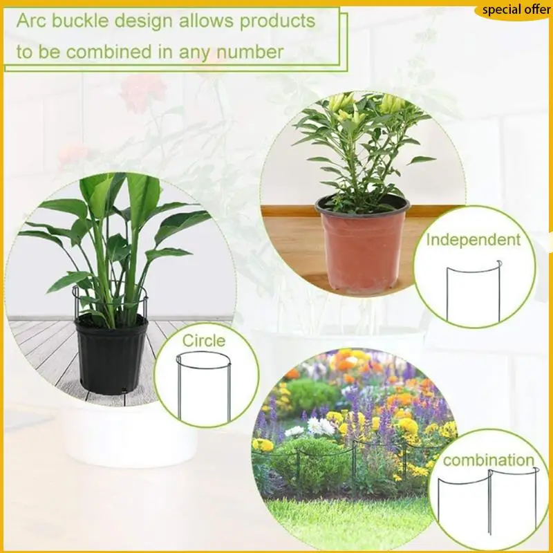 

A50I Garden Plant Support Stake, Heavy Duty Interconnecting Semi-Circular Peony Support Ring Cage, Plant Support Rack(10Pcs)