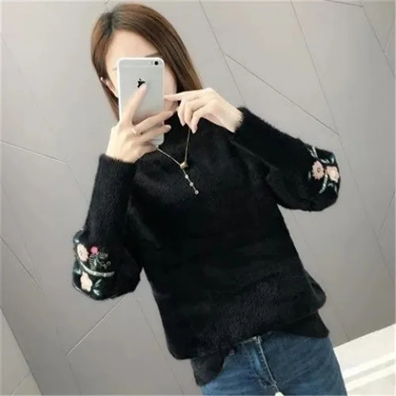 Woman Sweaters 2023 Autumn Winter Tops Turtleneck Sweater Women Slim Pullover Jumper Embroidery Knitted Sweater Pull Femme Hiver