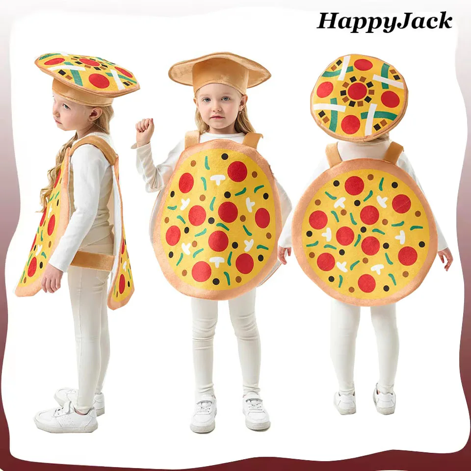 

Забавный костюм пиццы для косплея с едой, детская одежда для выступлений на сцене, наряды для девочек и мальчиков, карнавальный костюм на Хэллоуин