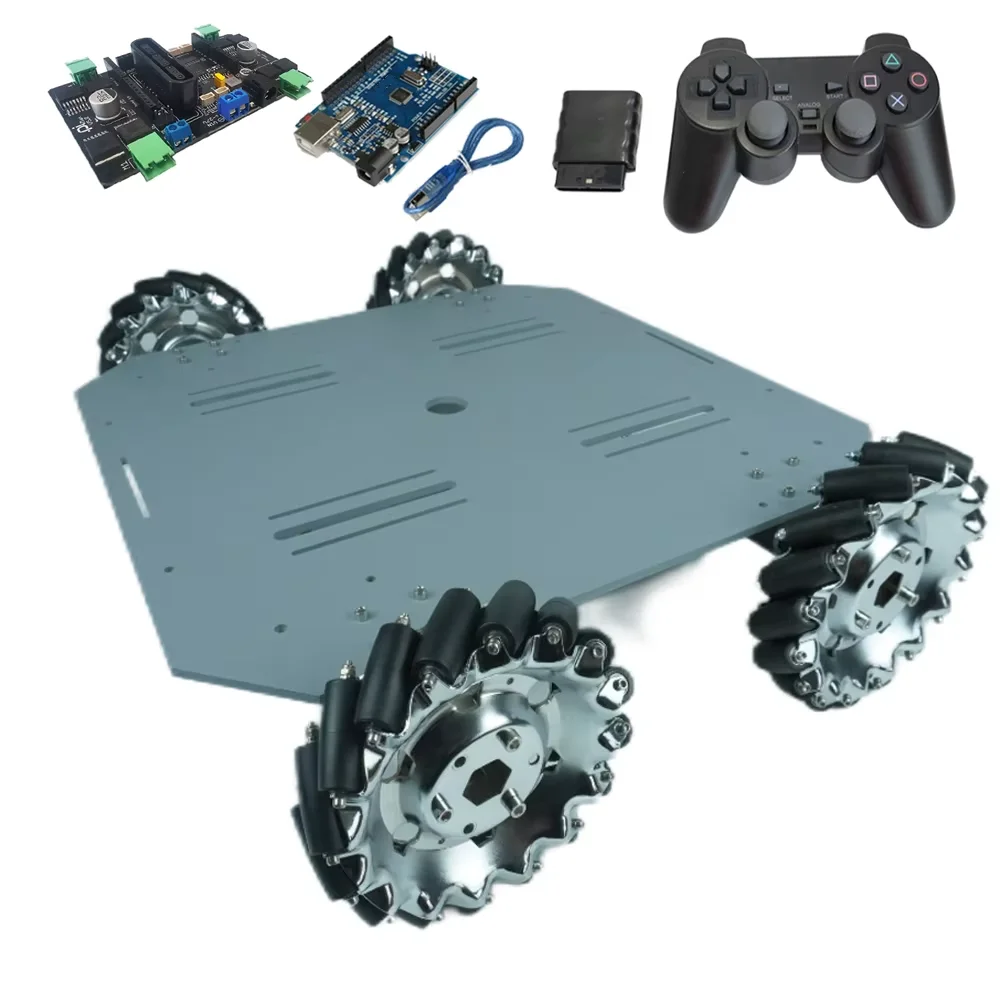 Serbatoio RC con carico da 70 kg con ruota Mecanum Ps2 da 152 mm Carrello per carichi pesanti Omnidirezionale 24 V Motore in metallo per kit fai da te robot Arduino