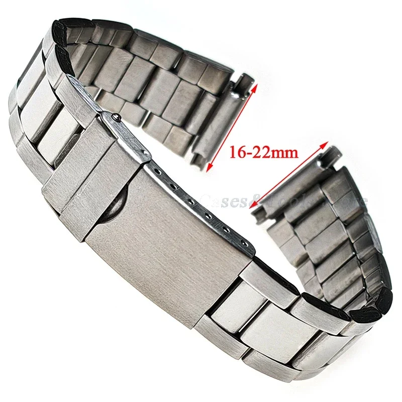 Metal Steel Strap Watchband 16mm-22mm Adjustment Expansion Width Wristband for Seiko Woman Men Folding Buckle Universal Bracelet