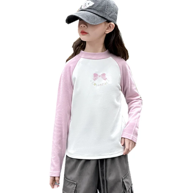 

High Quality Kids Cotton Round Collar Indoor T-shirts For Teenage Girl Casual Long Sleeve Pajama Tshirt Child Sleeping Tee Tops