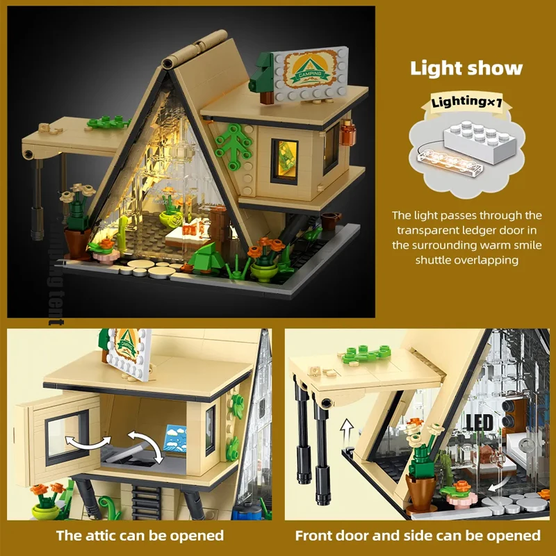 Outdoor Camping Tent Building Blocks Mini City Street Micro Block Creative Architecture Bricks Coffee Shop Boy Girls Gifts Kids