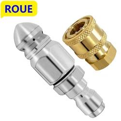 Sewer Jet Nozzle for Pressure Washer Connector Stainless Steel 1/4 Inch Quick Connect Pressure Washer Drain Cleaning Nozzle Tip