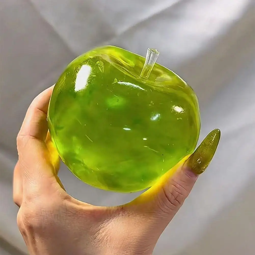 Green Apple Squishy Toy Slow Rebound Soft TPR Squeeze Fidget Cute Simulation Fruit Sensory Hand Play Toy Daily Relax Decor
