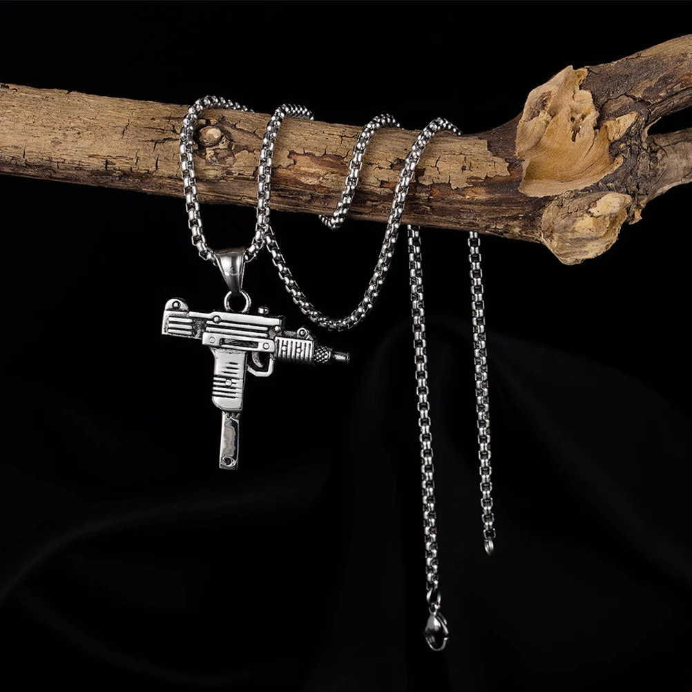 

Pendant Necklace for Men Gun Charm Necklace Punk Jewelry Stylish Clavicle Chain Gift for Boyfriends Valentine's Day