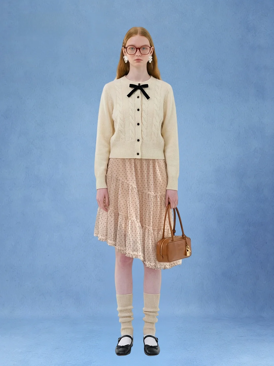 

Юбка AHMI весна 2026: женская, с завышенной талией, А-силуэт, в горошек, асимметричный дизайн, дышащая, приятная к телу, многоярусная