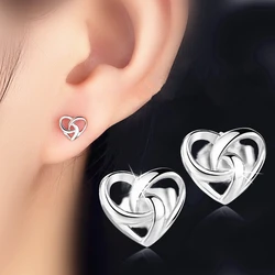 Trend Interwoven Personality Love Heart Stud Earrings for Women Exquisite Geometry Ear Jewelry Accessory Wholesale Girl Gift