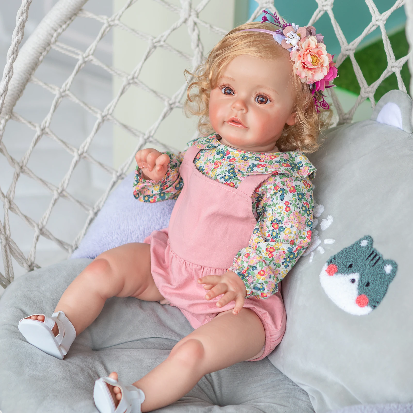 

60CM Reborn Doll Suesue Girl Toddler Baby Hand-Detailed Painting with Visible Veins Lifelike 3D Skin Tone