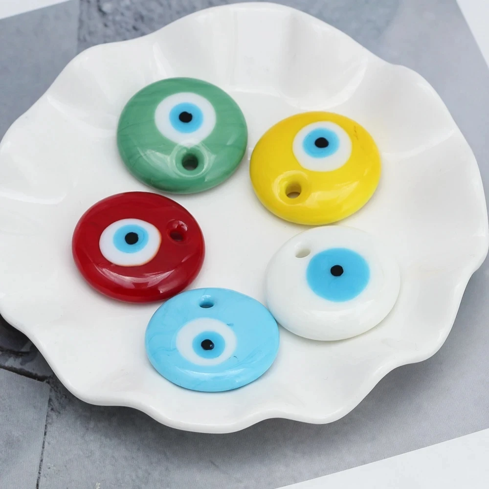 Lucky Eye Glass Blue Turkish Evil Eye Pendant Heart Star Fatima Hand Water Drop Pendant Charm for Necklace DIY Jewelry Making