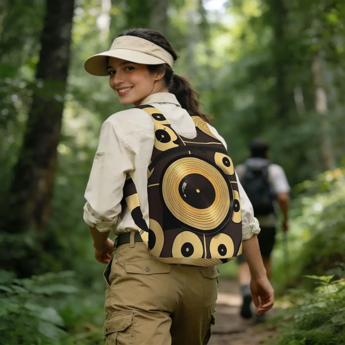 Retro Vinyl Records Student Backpack School Bag Hiking Travel Daypack for Boys Girls Storage Bookbag Shoulder Bags
