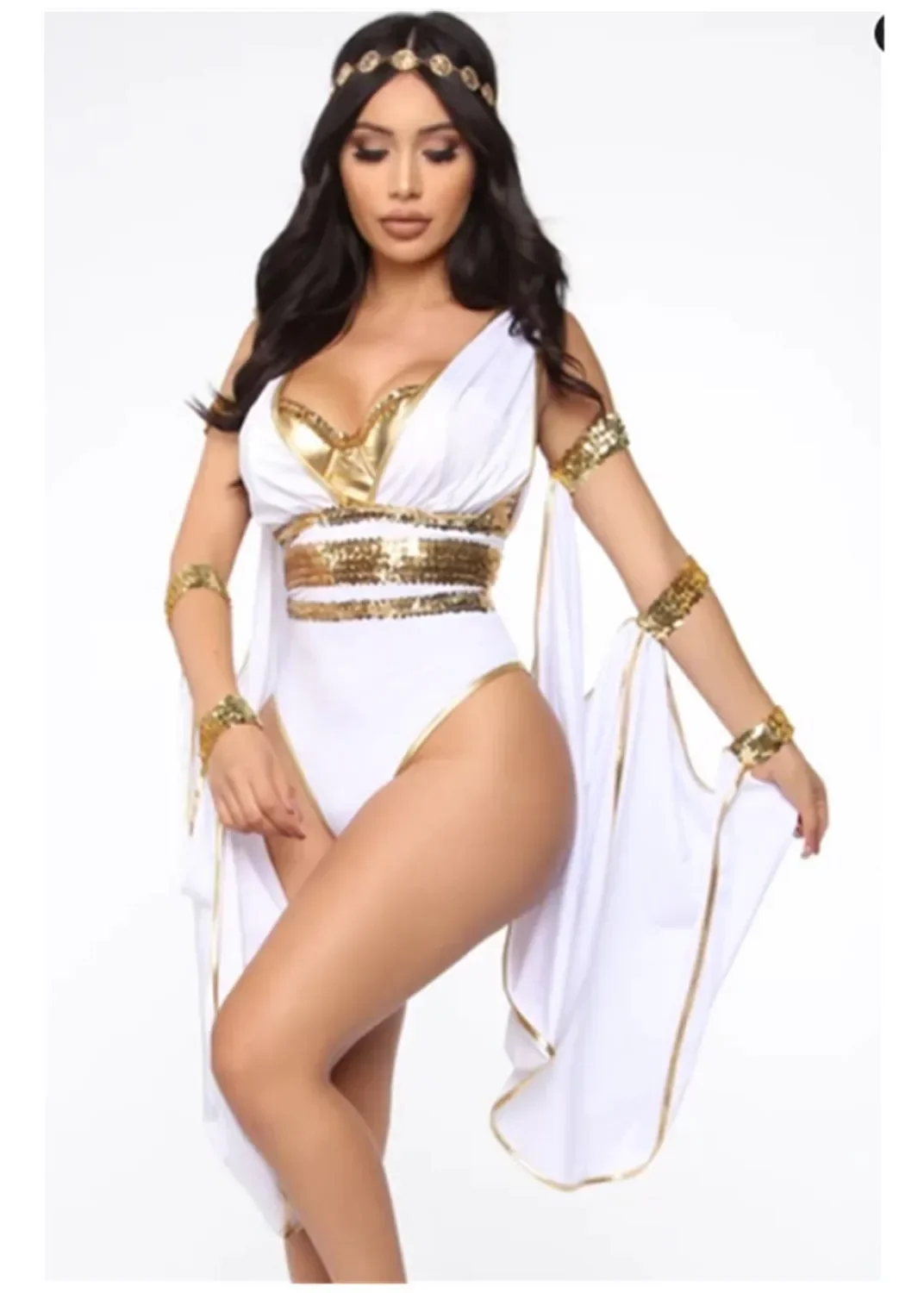 Sexy Exotic Arabic Roman Cleopatra Queen Costume Halloween Masquerade Greek Goddess Princess Cosplay Dress