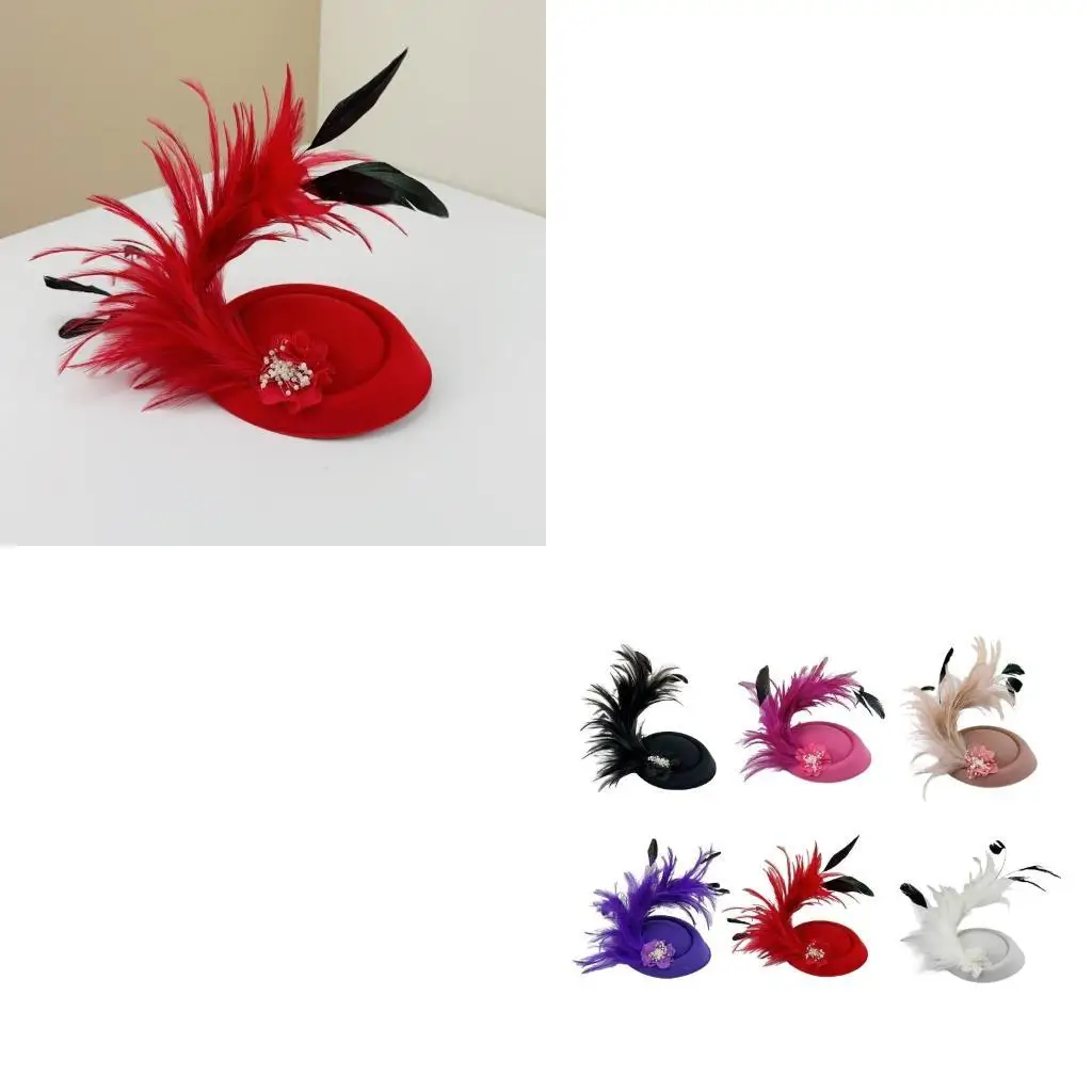 

652F Medieval Felt Hat Hairpins Bride Hair Clip Felt Hat Headband 1920s Hair Clip for Wedding
